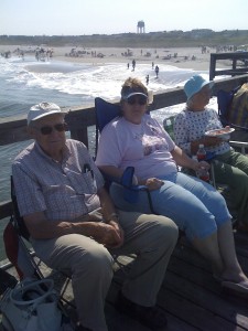 Relaxing on Avalon Fishing Pier with daughter and wife summer 2008